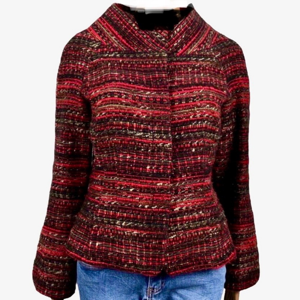 Ellen Tracy Sz10 Vintage Quiet Luxury Red Swing-Wool Jacket ~ Perfect Condition